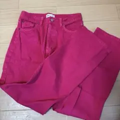 ZARA ピンク ストレートデニムパンツ