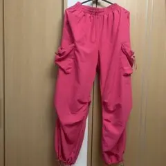 蛍光ピンク カーゴパンツ ドローストリング