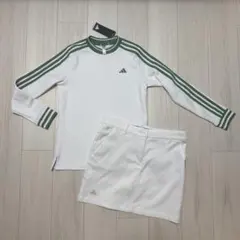 新品 アディダス セットアップ スカート 長袖 モックネック 春物 ホワイト 緑