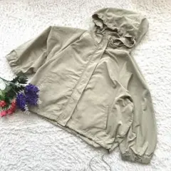 【7部袖】【ドルマン】ベージュマウンテンパーカー