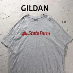 GILDAN Tシャツ 企業ロゴ　State Farm グレー