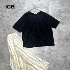 【美品】ICB 洗える シアージャージ カットソー 大きいサイズXL 19T黒のサムネイル