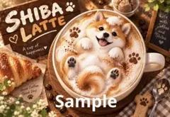 SHIBA LATTE デジタルアート イラスト ポストカード