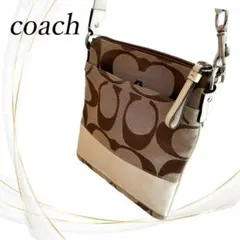 coach シグネチャー ショルダーバッグ キャンバス×レザー ポシェット