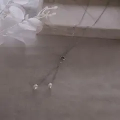 スライド式　パール　ネックレス　サージカルステンレス　シルバー