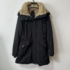 ZARA 撥水 断熱 ブラックダウンジャケット フード付き