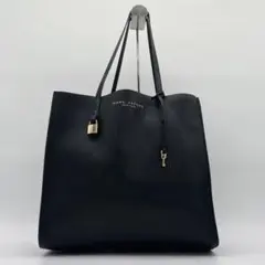 美品 マークジェイコブス レザー トートバッグ グラインドトート ロゴ型押し 黒