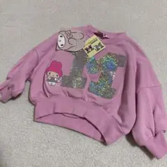 新品マイメロディー スパンコールロゴ長袖トレーナー スウェット90cm女の子