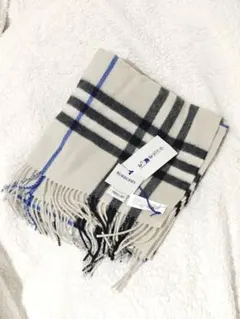 Burberry バーバリー カシミヤマフラー チェック ロイヤルブルーライン
