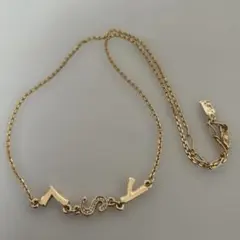 イヴ・サンローラン ネックレス ラインストーン YSL ロゴ　ゴールド