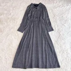 極美品 アンタイトル ボウタイロングワンピース 大きいサイズ 44 総柄 極美品 アンタイトル ボウタイロングワンピース 大きいサイズ 44 総柄