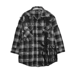 Y2K semantic design black check shirtのサムネイル