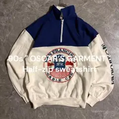 90s【USA製】OSCAR'S GARMENT ハーフジップスウェット Lのサムネイル