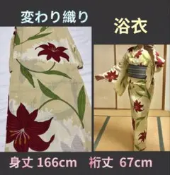超美品 綿 浴衣 夏物 167裄67 ケイタマルヤマ 紫 百合 トールサイズ