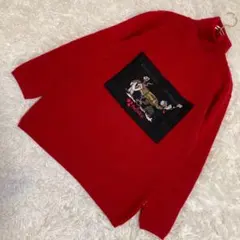 Castelbajac タートルニット レッド 2 前ポケット イラスト