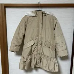 ベージュ フリル付き中綿コート