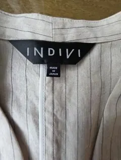 INDIVI 麻 サマージャケット ストライプ ベージュのサムネイル