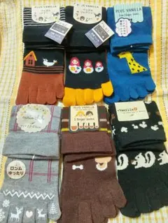 新品 秋冬 レディース5本指ソックス 6足セット かわいい アニマル 5本指靴下