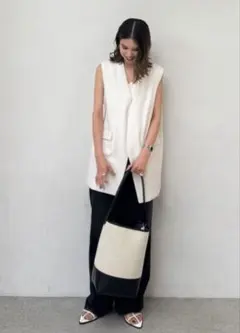 タグ付き新品　ミラオーウェン　ソリッドノーカラーロングベスト
