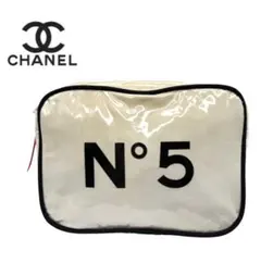 CHANELシャネル N°5 ポーチ　ホワイト　透明プラスチックキャンバス