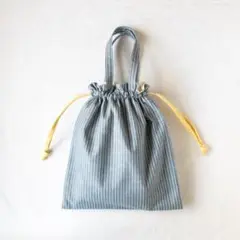 ＊handmade＊　フリル巾着バッグ（ストライプ）