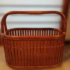 ラタンとバンブーのバスケット マガジンラック