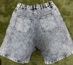 ケミカルウォッシュ デニムハーフパンツ ウエストゴム ショーツのサムネイル
