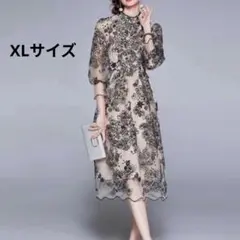 レース 刺繍 スパンコール ワンピース ドレス パーティー 結婚式 大きいサイズ