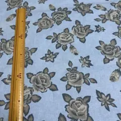 青色花柄プリント綿生地【110✖️100cm】