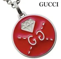 GUCCI レッド ロゴ　ゴースト　ダイヤモンドデザイン　ネックレス