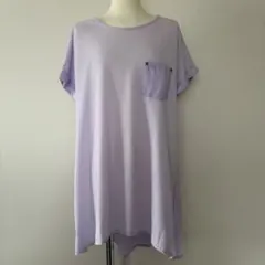 レディース 半袖 Tシャツ シースルー 星 紫 チュニック フリーサイズのサムネイル