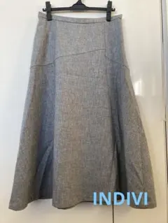 INDIVI グレー フレアスカート 大きいサイズ