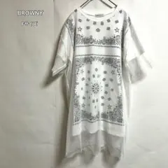 BROWNY チュール レイヤード Tシャツ バンダナ柄 シアー素材 ホワイトのサムネイル