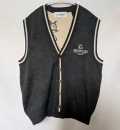 GREEN CLUBS　ニットベスト　チャコールグレー　M　古着