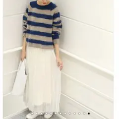 ADAM ET ROPE’ 起毛ボーダーニットプルオーバー