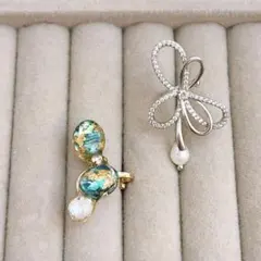 ハンドメイド　レジン　イヤーカフ イヤーフック　シェル　パール　アクセサリー