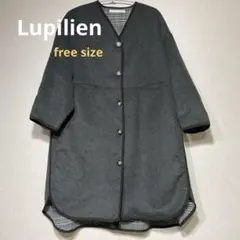 【LUPILIEN】 ウール混　ノーカラー　パイピングロングコート