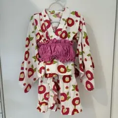 赤い花柄 浴衣　100cm キッズ
