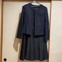 濃紺ノーカラー スカートスーツ 11号
