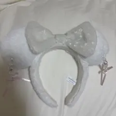 リボン付きホワイト耳カチューシャ