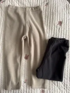 フリースパンツ 90サイズ ライトベージュ・チャコールグレー