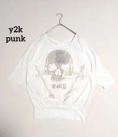 y2k グランジ スカル tシャツ キラキラ ドクロ 十字架 ラインストーン