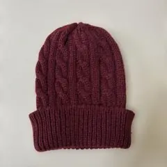 ニット帽　ワインレッド