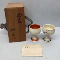 美濃焼 知山窯 安藤光一 作 酒盃 ペア 木箱入り 馬上盃 酒器 共箱