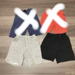 ハーフパンツ4点セット 130cmネイビー・オレンジ・グレー・ブラック