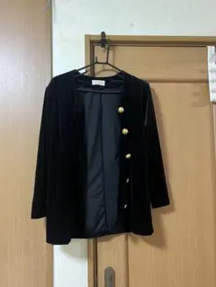 ブラックベルベットテーラードジャケット　ベロア