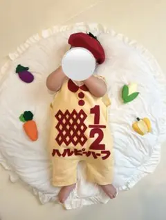 ハーフバースデー　衣装 キューピーハーフ ロンパース 赤いトマト帽子　ハル