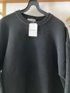 Spiral News ブラック M リブ編みセーター