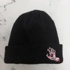 黒 ニット帽 手のひら刺繍　ピンク刺繍のサムネイル