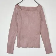 【最終値下げ】GRL　スクエアネックリブニットトップス　長袖　セーター　M